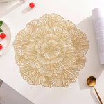 Gold Elegant Floral PVC Placemats - Set of 8 Durable & Stylish Table Mats (38cm) - Home & Garden > Kitchenware >