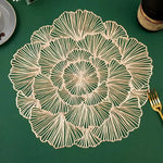 Gold Elegant Floral PVC Placemats - Set of 8 Durable & Stylish Table Mats (38cm) - Home & Garden > Kitchenware >