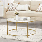 Gold Glass Table with Golden Iron Frame Stable and Robust Tempered Glass - Furniture > Living Room