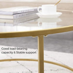 Gold Glass Table with Golden Iron Frame Stable and Robust Tempered Glass - Furniture > Living Room