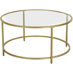 Gold Glass Table with Golden Iron Frame Stable and Robust Tempered Glass - Furniture > Living Room