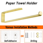 Gold Kitchen Bathroom Paper Holder Towel Holder Self Adhesive or Screw Mount 31cm - Home & Garden > Bathroom