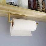 Gold Kitchen Bathroom Paper Holder Towel Holder Self Adhesive or Screw Mount 31cm - Home & Garden > Bathroom