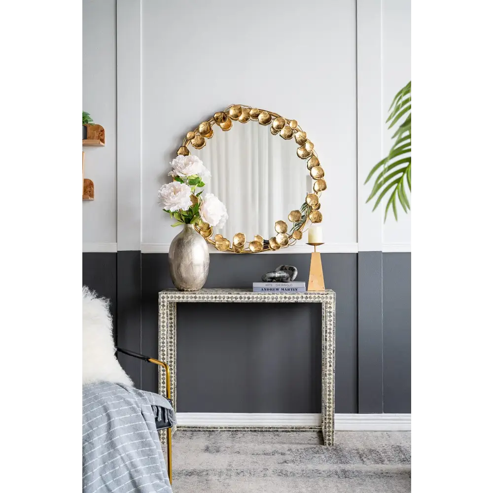 GOLD LEAF DESIGNER WALL MIRROR - Home & Garden > Decor > Mirrors