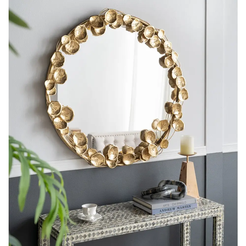 GOLD LEAF DESIGNER WALL MIRROR - Home & Garden > Decor > Mirrors