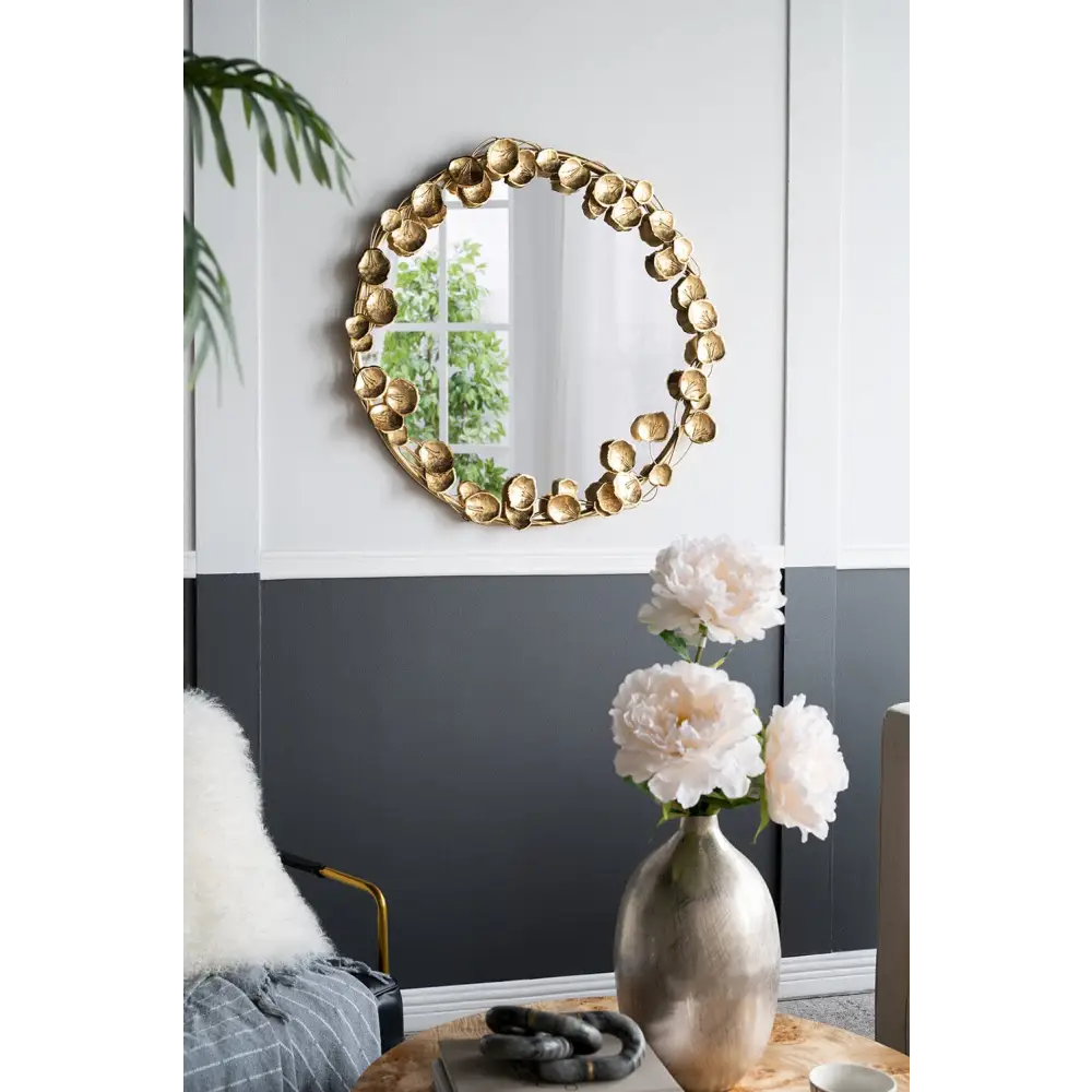 GOLD LEAF DESIGNER WALL MIRROR - Home & Garden > Decor > Mirrors
