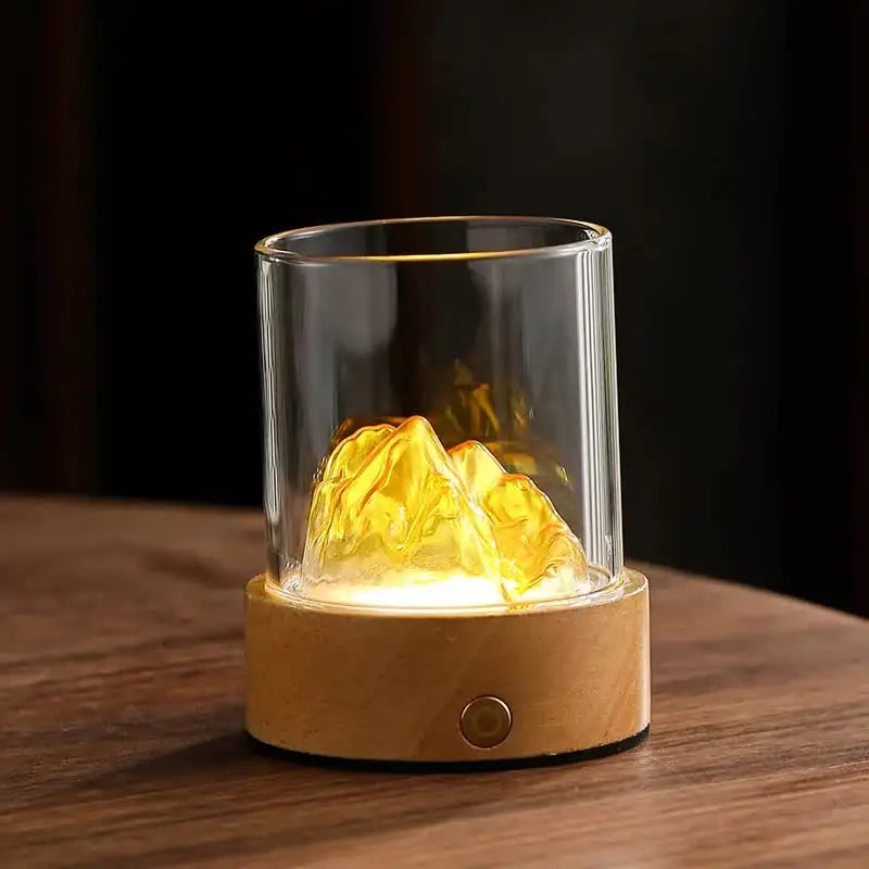 Gold LED Glass Night Light with Mountain Design USB Rechargeable - Home & Garden > Lighting > Night Lights & Ambient