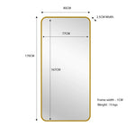 Gold Metal Rectangle Mirror - Medium 80cm x 170cm - Home & Garden > Decor