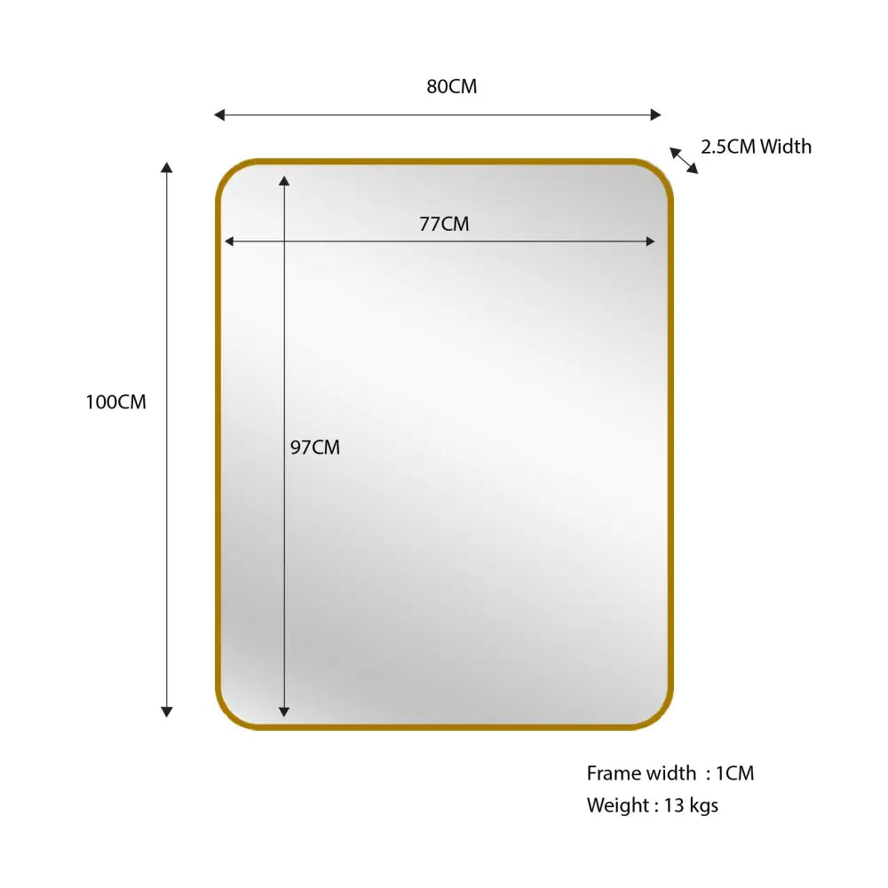 Gold Metal Rectangle Mirror - Small 80cm x 100cm - Home & Garden > Decor