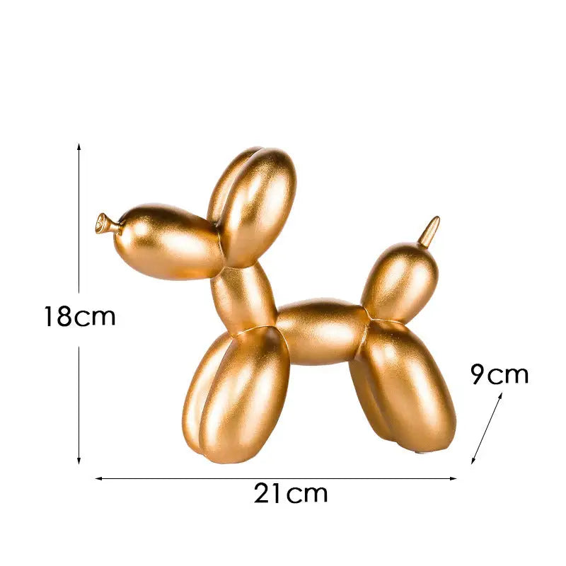 Gold Modern Resin Balloon Dog Sculpture - Playful Art Figurine with Golden Snout Accent - Home & Garden > Decor >