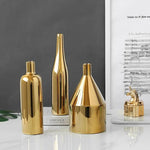 Gold Plated Ceramic Flower Vase - Desktop Decorative Three-piece Set - Home & Garden > Decor > Vases & Table Decor