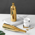 Gold Plated Ceramic Flower Vase - Desktop Decorative Three-piece Set - Home & Garden > Decor > Vases & Table Decor