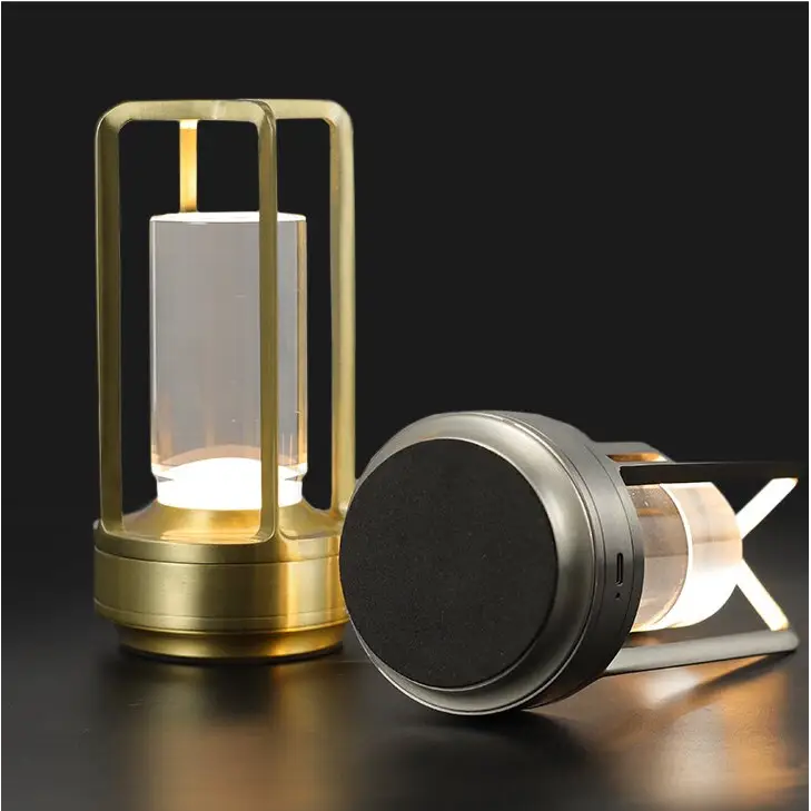 Gold Rechargeable Table Lamp - Touch Dimming 3-Color LED Light for Bedroom and Office - Home & Garden > Lighting >