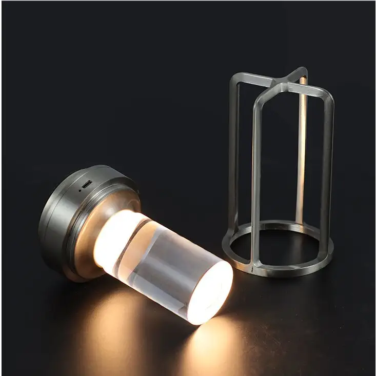 Gold Rechargeable Table Lamp - Touch Dimming 3-Color LED Light for Bedroom and Office - Home & Garden > Lighting >