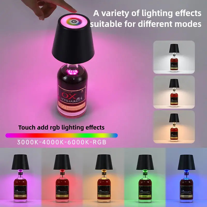 Gold RGB Color-Changing LED Bottle Lamp - Adjustable Smart Lighting for Home Decor - Home & Garden > Lighting > Night