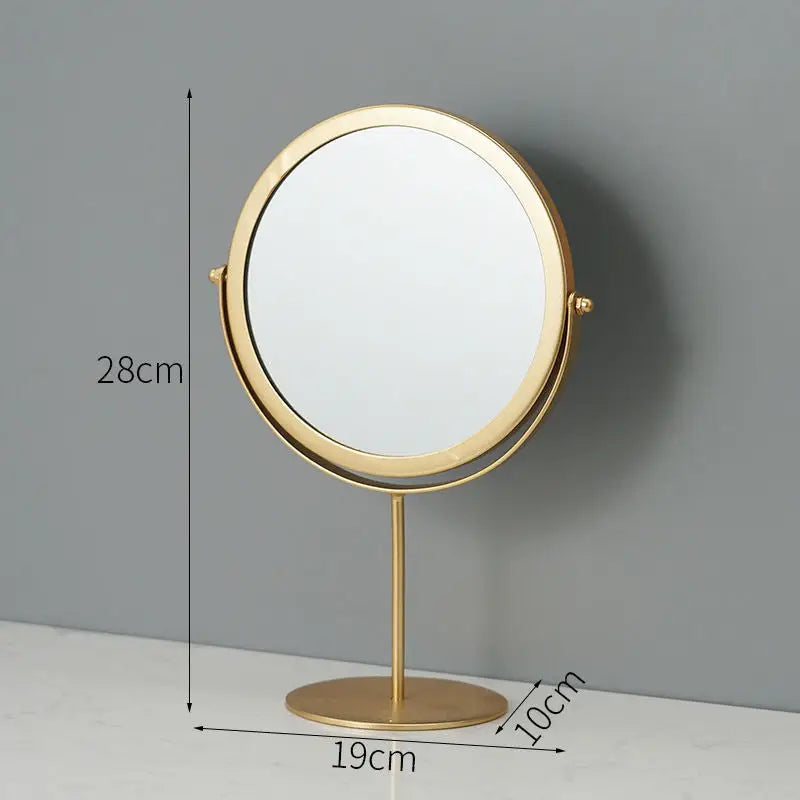 Gold Rotating Tabletop Makeup Mirror - 360° Swivel Vanity Mirror for Bedroom & Desk - Home & Garden > Decor > Mirrors