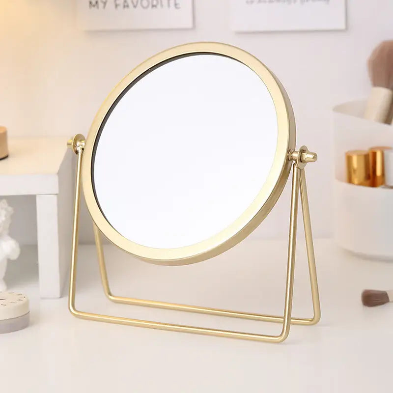 Gold Rotating Tabletop Makeup Mirror - 360º Swivel Vanity Mirror for Bedroom & Desk - Home & Garden > Decor > Mirrors