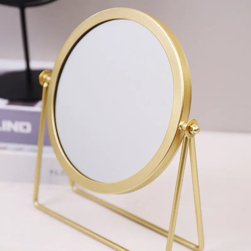 Gold Rotating Tabletop Makeup Mirror - 360º Swivel Vanity Mirror for Bedroom & Desk - Home & Garden > Decor > Mirrors