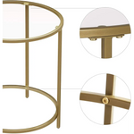 Gold Round Side Table with Golden Metal Frame Robust and Stable - Furniture > Living Room