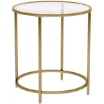 Gold Round Side Table with Golden Metal Frame Robust and Stable - Furniture > Living Room