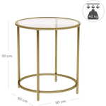 Gold Round Side Table with Golden Metal Frame Robust and Stable - Furniture > Living Room