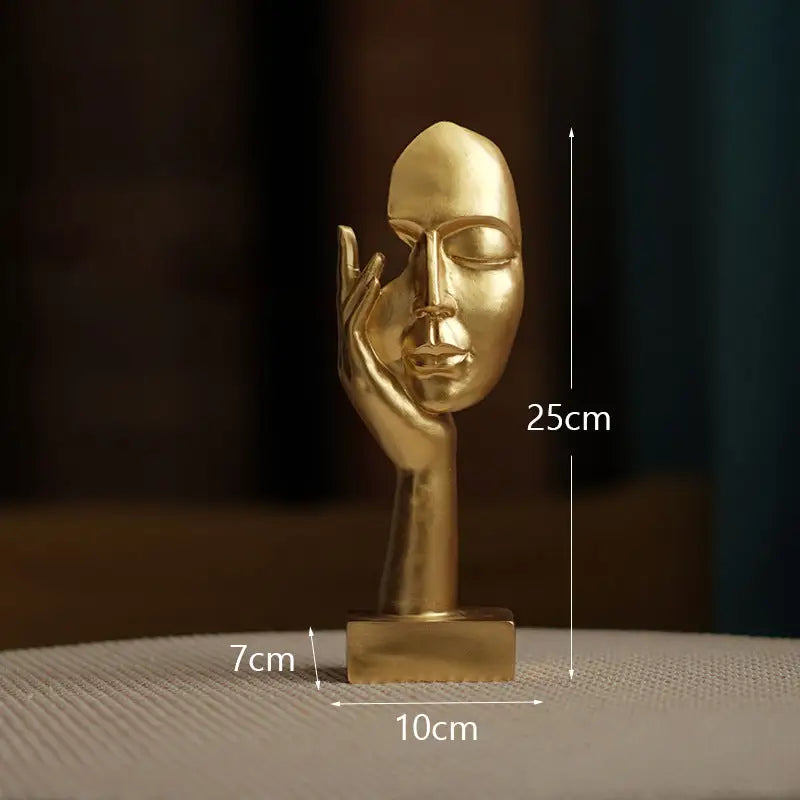 Gold Style 1 Elegant Abstract Face Sculpture - Modern Resin Art Figurine Hand & Mask Home Decor Accent - Home & Garden