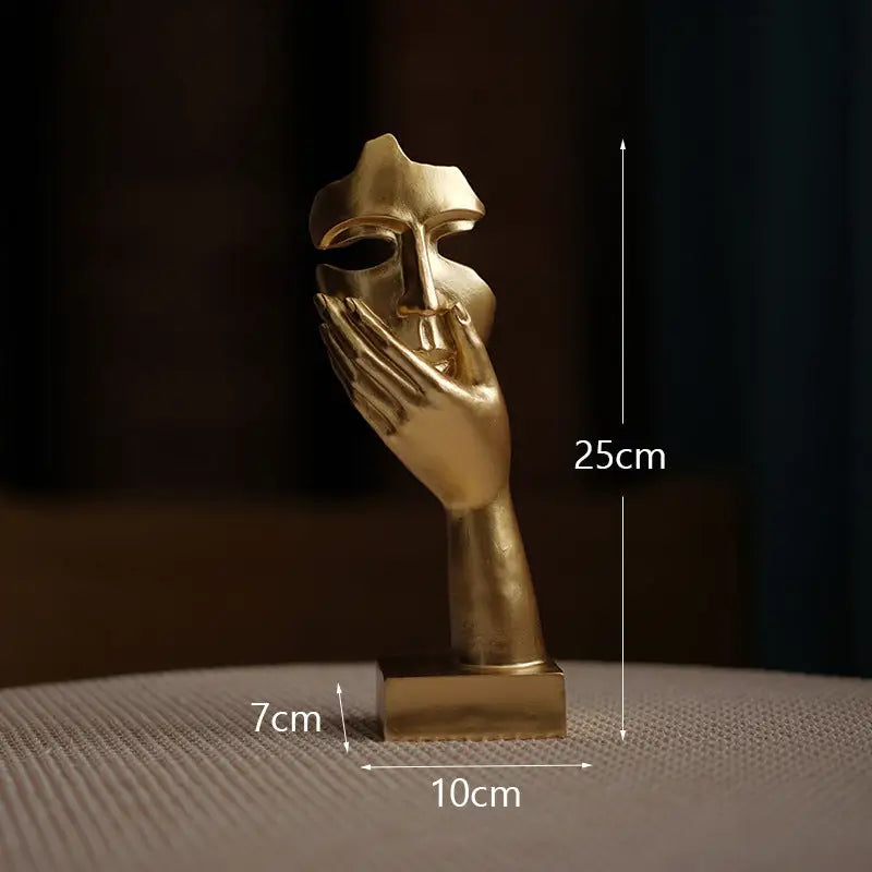 Gold Style 2 Elegant Abstract Face Sculpture - Modern Resin Art Figurine Hand & Mask Home Decor Accent - Home & Garden