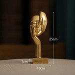 Gold Style 3 Elegant Abstract Face Sculpture - Modern Resin Art Figurine Hand & Mask Home Decor Accent - Home & Garden