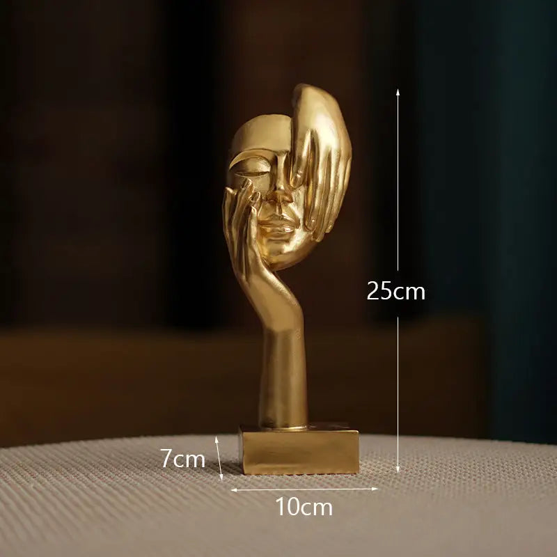 Gold Style 3 Elegant Abstract Face Sculpture - Modern Resin Art Figurine Hand & Mask Home Decor Accent - Home & Garden