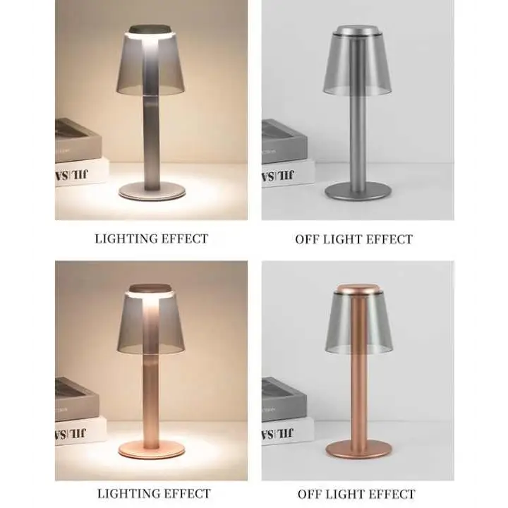 Gold Stylish Transparent Desk Lamp with Touch Control LED Type-C Charging – Simple and Modern Design - Home & Garden >