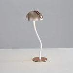 Gold Three-dimensional stripes Sleek Minimalist LED Mushroom Table Lamp - Rechargeable 3-Color Touch Control Bar &