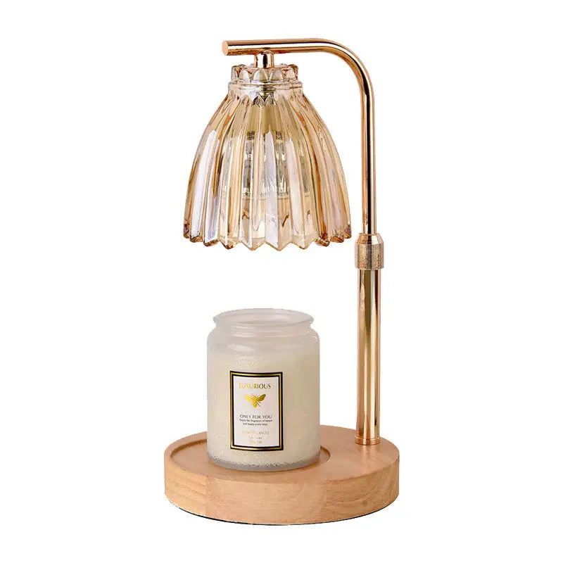 Gold Wrought Iron Candle Warmer Lamp with Halogen Bulb - Adjustable Scented Candle Melter for Home Decor - Home &