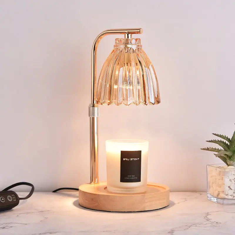 Gold Wrought Iron Candle Warmer Lamp with Halogen Bulb - Adjustable Scented Candle Melter for Home Decor - Home &