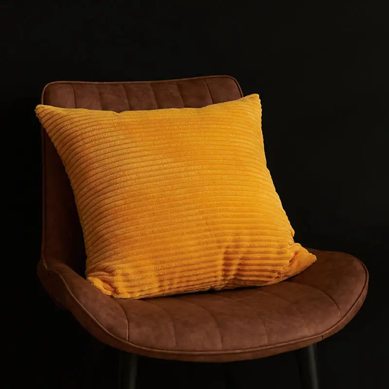 Gold Yellow Set of 4 Corduroy Pillow Covers - Solid Color Minimalist Throw Cushion Covers - 45x45cm (Pillow Inserts