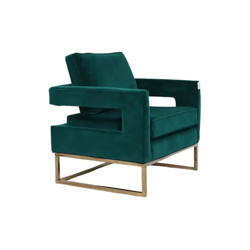 Golden Framed Bottom Armed Accent Chair_Blue - Furniture > Bar Stools & Chairs > Arm Chairs & Recliners