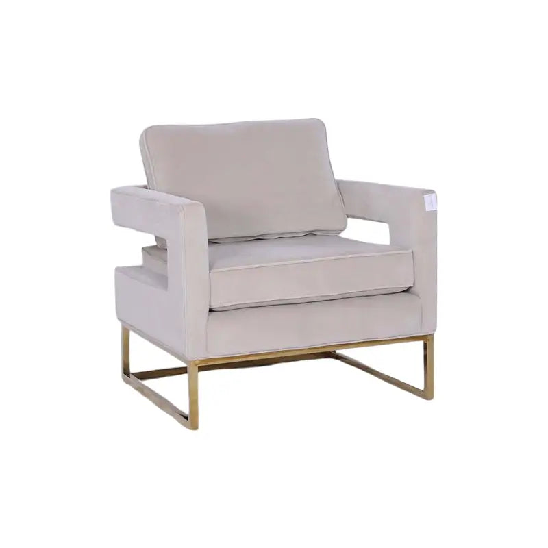 Golden Framed Bottom Armed Accent Chair_Grey - Furniture > Bar Stools & Chairs > Arm Chairs & Recliners