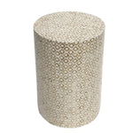 GOLDIE CIRCULAR MOTHER OF PEARL STOOL/SIDE TABLE - Furniture > Living Room > Side Tables