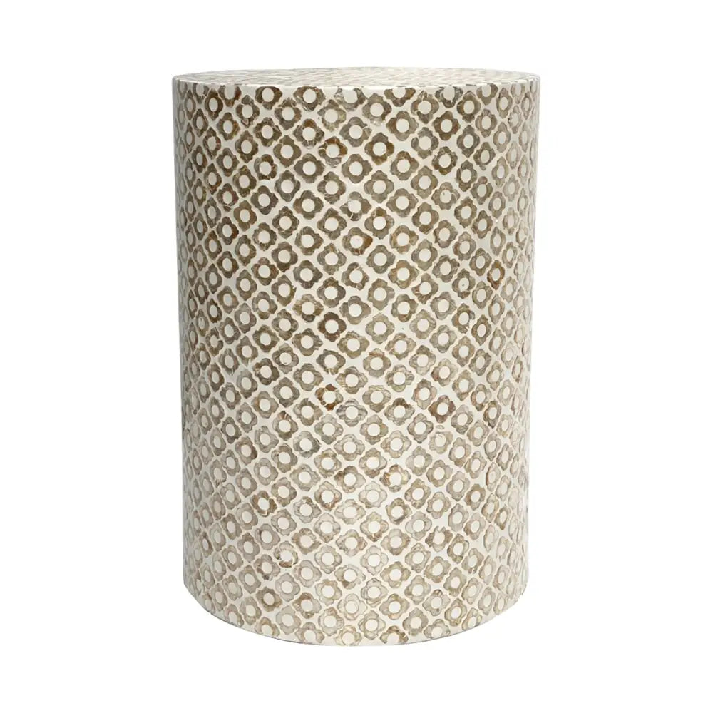 GOLDIE CIRCULAR MOTHER OF PEARL STOOL/SIDE TABLE - Furniture > Living Room > Side Tables
