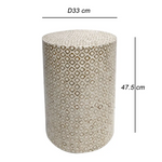 GOLDIE CIRCULAR MOTHER OF PEARL STOOL/SIDE TABLE - Furniture > Living Room > Side Tables