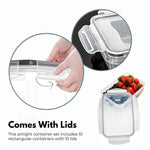 GOMINIMO 10 Pack Rectangular Airtight Food Storage Container Set (Transparent and Black) GO-STO-104-ZG - Home & Garden