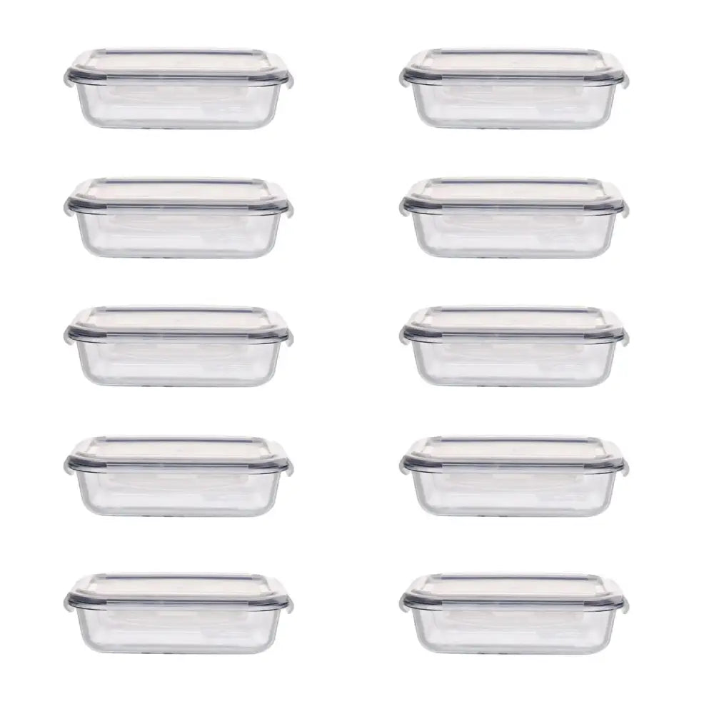 GOMINIMO 10 Pack Rectangular Airtight Food Storage Container Set (Transparent and Black) GO-STO-104-ZG - Home & Garden
