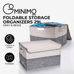 GOMINIMO 2 Pack 29L Foldable Storage Organizers (Gray + Beige) GO-FSCR-102-XHE - Home & Garden > Storage