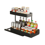 GOMINIMO 2 Packs 2-Tier Under Sink Organizer Shelf with 8 Hanging Hooks and 2 Cup Holders (Black) GO-USO-102-NE - Home