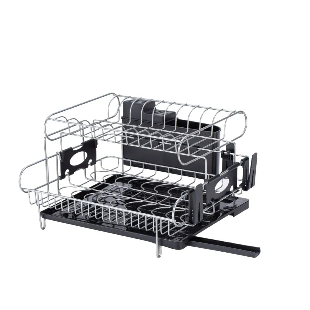 GOMINIMO 2-Tier Dish Drying Rack with Draining Board and Cup Holder GO-DR-100-YH - Home & Garden > Kitchen Bins