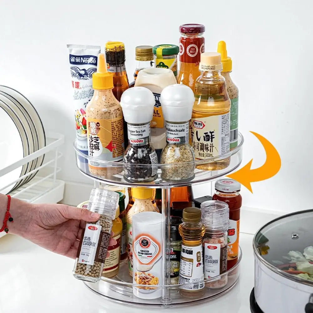 GOMINIMO 2 Tier Turntable Cabinet Organizer (Transparent) GO-TCO-100-BL - Home & Garden > Storage