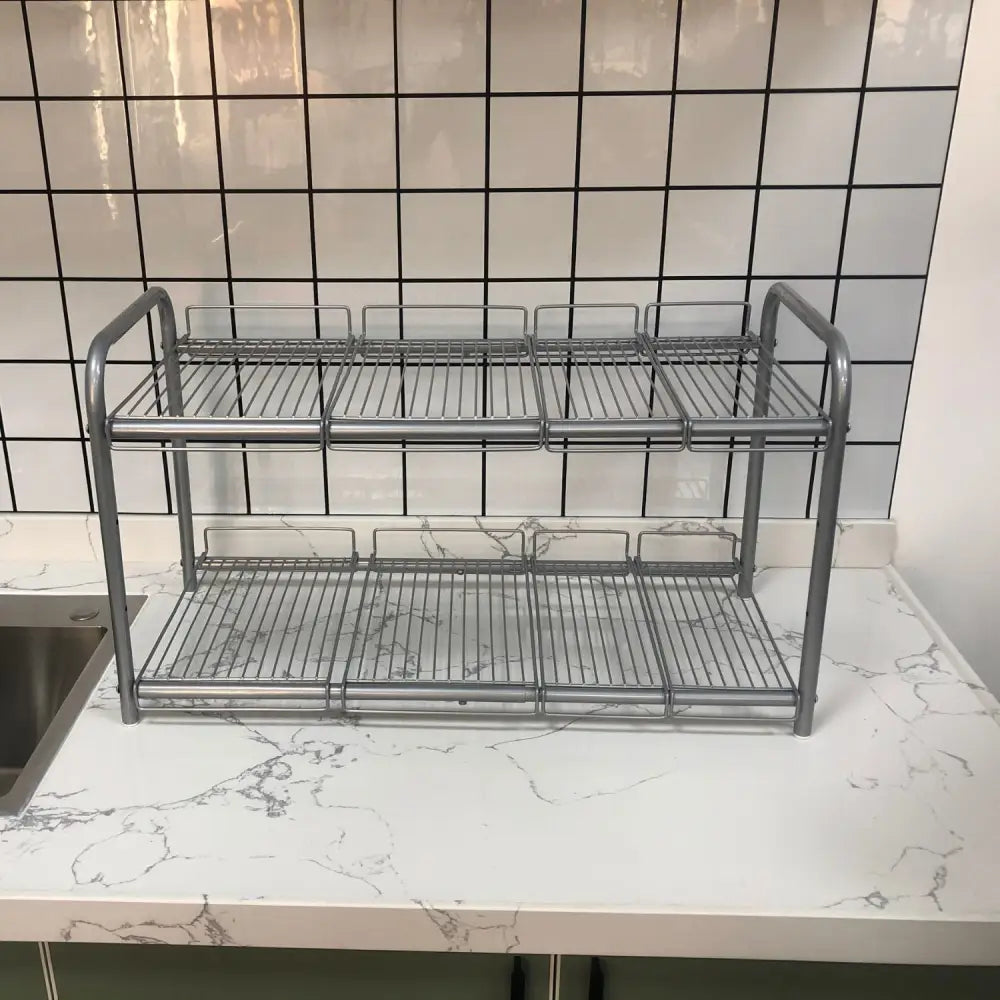 GOMINIMO 2 Tier Under Sink Expandable Shelf Organizer with Removable Steel Panels (Silver) GO-USO-101-CJ - Home &