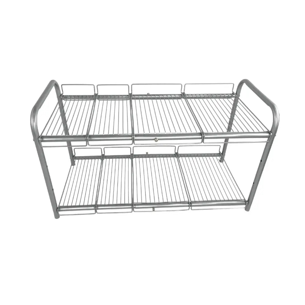 GOMINIMO 2 Tier Under Sink Expandable Shelf Organizer with Removable Steel Panels (Silver) GO-USO-101-CJ - Home &