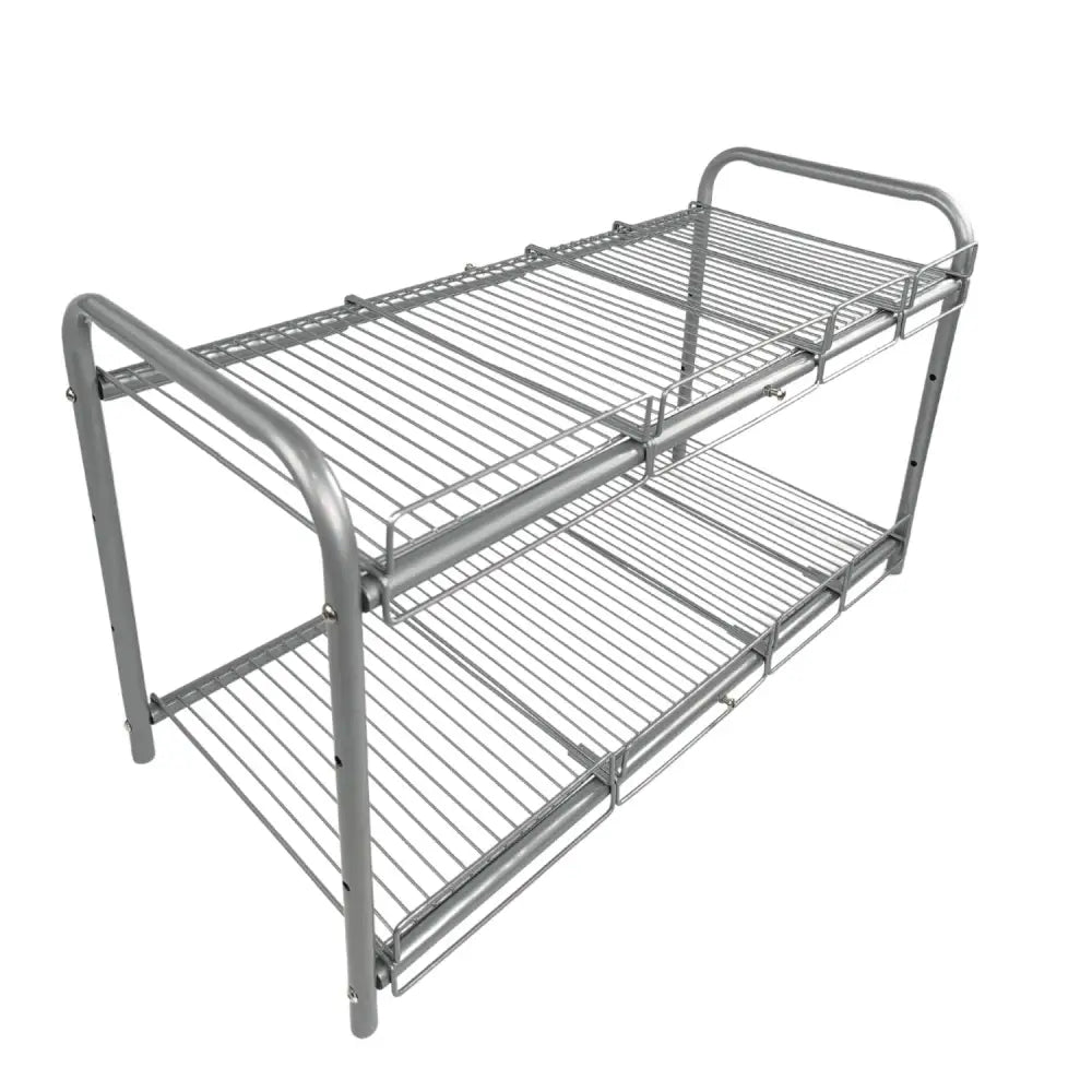 GOMINIMO 2 Tier Under Sink Expandable Shelf Organizer with Removable Steel Panels (Silver) GO-USO-101-CJ - Home &