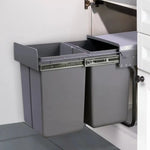 GOMINIMO 2x15L Kitchen Twin Pull Out Bin (Grey) GO-POB-100-SDRS - Home & Garden > Kitchen Bins