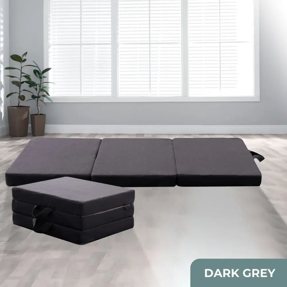 GOMINIMO 3 Fold Folding Mattress Single Dark Grey GO-FM-100-EON - Furniture > Mattresses